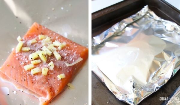 in-process images of how to make ginger lime salmon