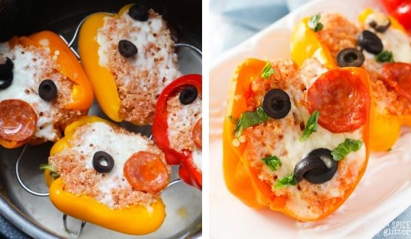 in-process images of how to make pizza peppers in the Instant Pot
