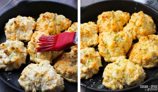 in-process images of how to make cheddar bay biscuits