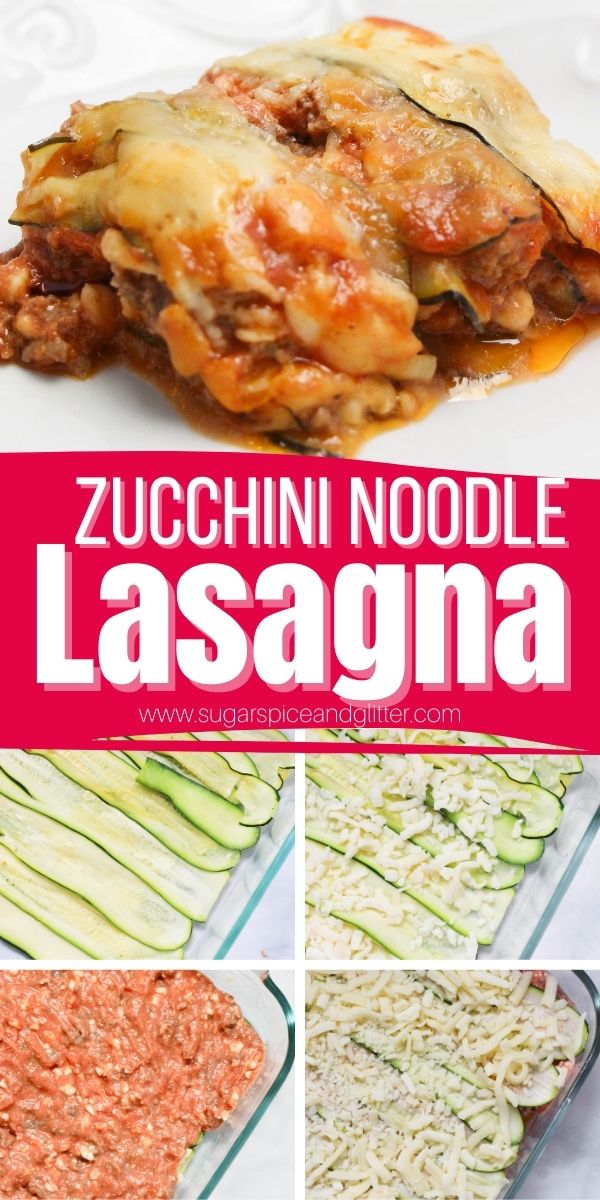 How to make the best ever zucchini noodle lasagna - a filling and delicious lasagna with a meat and ricotta filling and tender, chewy zucchini noodles. If you find normal lasagna too heavy, this is the perfect lightened up lasagna recipe for you!
