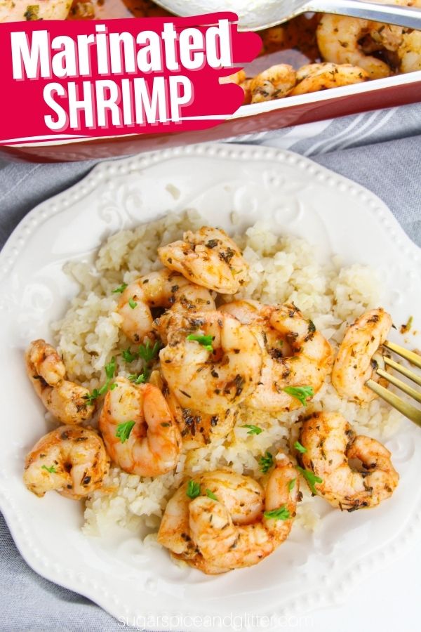 A quick and easy recipe for the best ever Marinated Shrimp. Punchy, herby and with just the right balance of heat, this tender shrimp recipe can be served as a shrimp appetizer or enjoyed over rice for a full meal