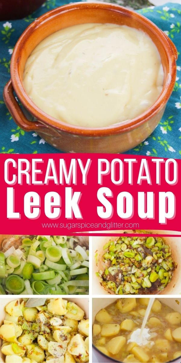 A delicious potato soup recipe perfect for chilly days when you can use some comforting, cozy flavors. This Potato Leek Soup is slightly sweet, creamy and rich in potato flavor, gently rounded out with a few earthy seasonings.