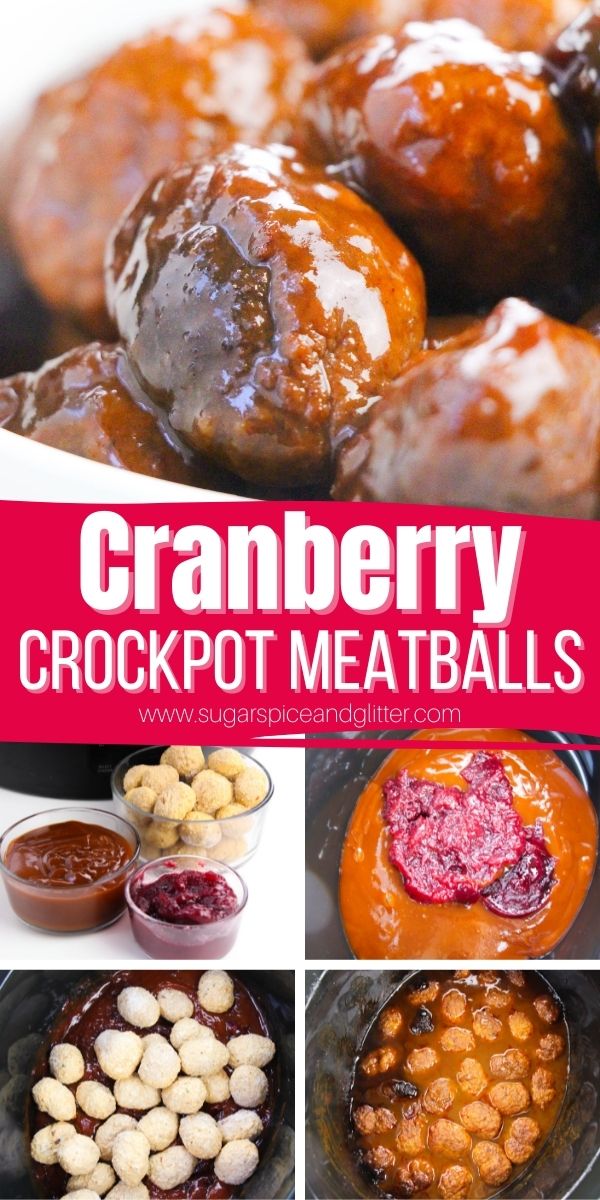 How to make cranberry party meatballs in the crockpot. This simple Christmas appetizer recipe is only 3 ingredients and guaranteed to be a hit with all your holiday guests.