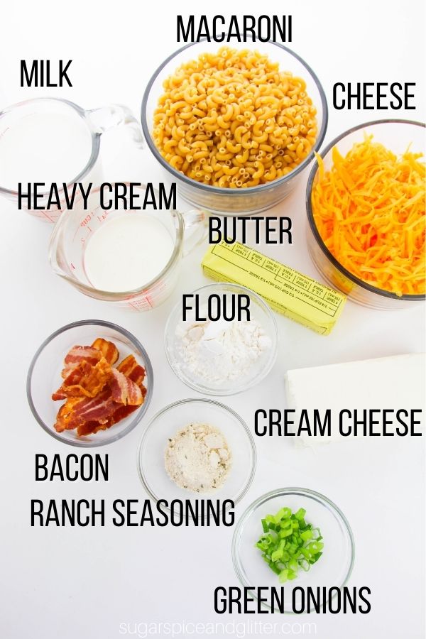 ingredients needed to make bacon ranch mac and cheese