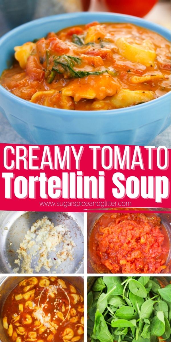 Restaurant-worthy Tomato Tortellini Soup is a rich, hearty, one-pot soup that is perfect for those nights when you want something cozy and comforting. It takes less than 30 minutes to make on the stovetop but can also be prepared in the crockpot or Instant Pot - whatever works best for you!