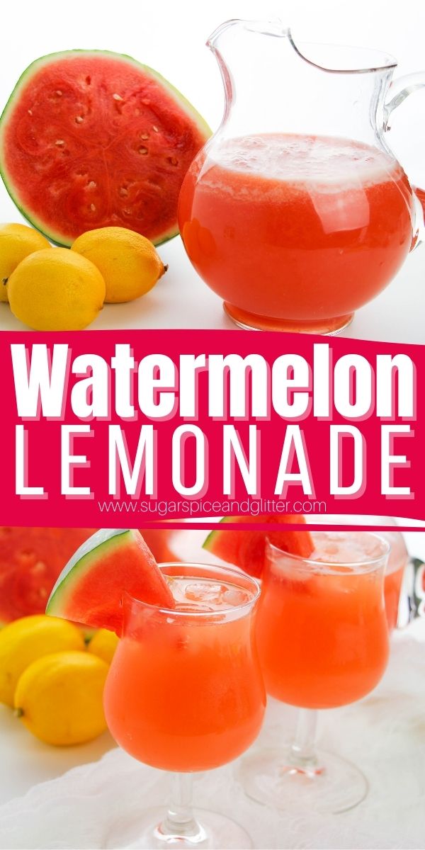 The ultimate summer sipper, this Juicy Watermelon Lemonade is sweet and refreshing - and only just slightly tart. The perfect summer beverage for cooling off on a hot day.