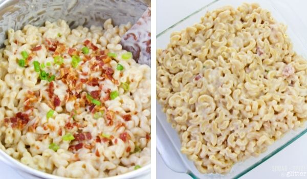 in-process images of how to make crack mac and cheese
