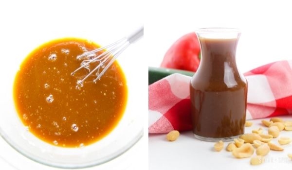 in-process images showing how to make Kung Pao sauce