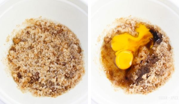 in-process images of how to make zucchini bread with streusel topping
