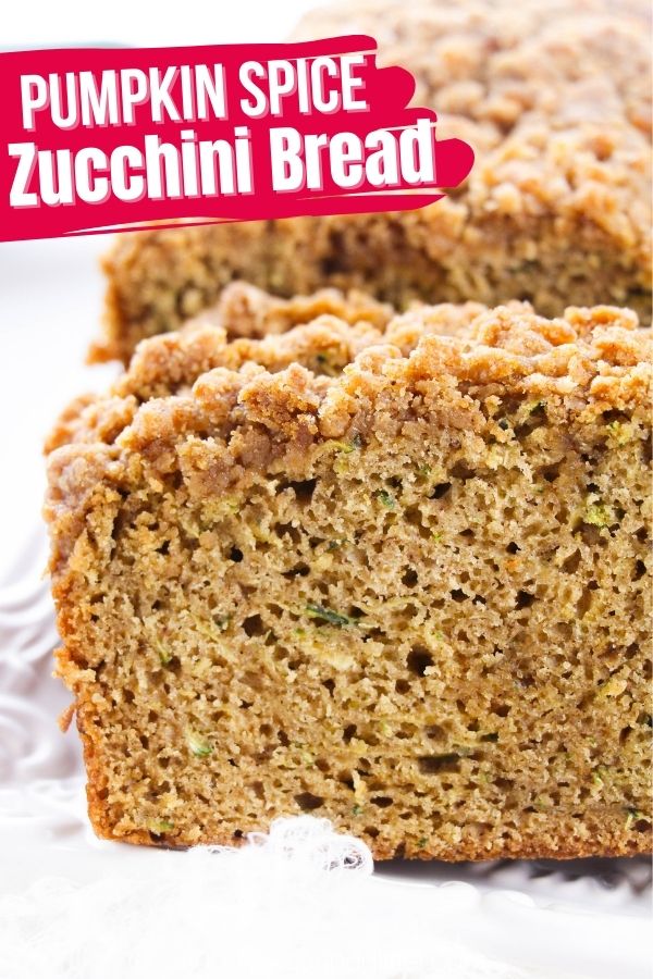Zucchini bread with streusel topping is moist, dense and richly flavored with all of the warming notes of pumpkin spice. It has a cake-like texture that makes it utterly indulgent, especially when served with a hot beverage.