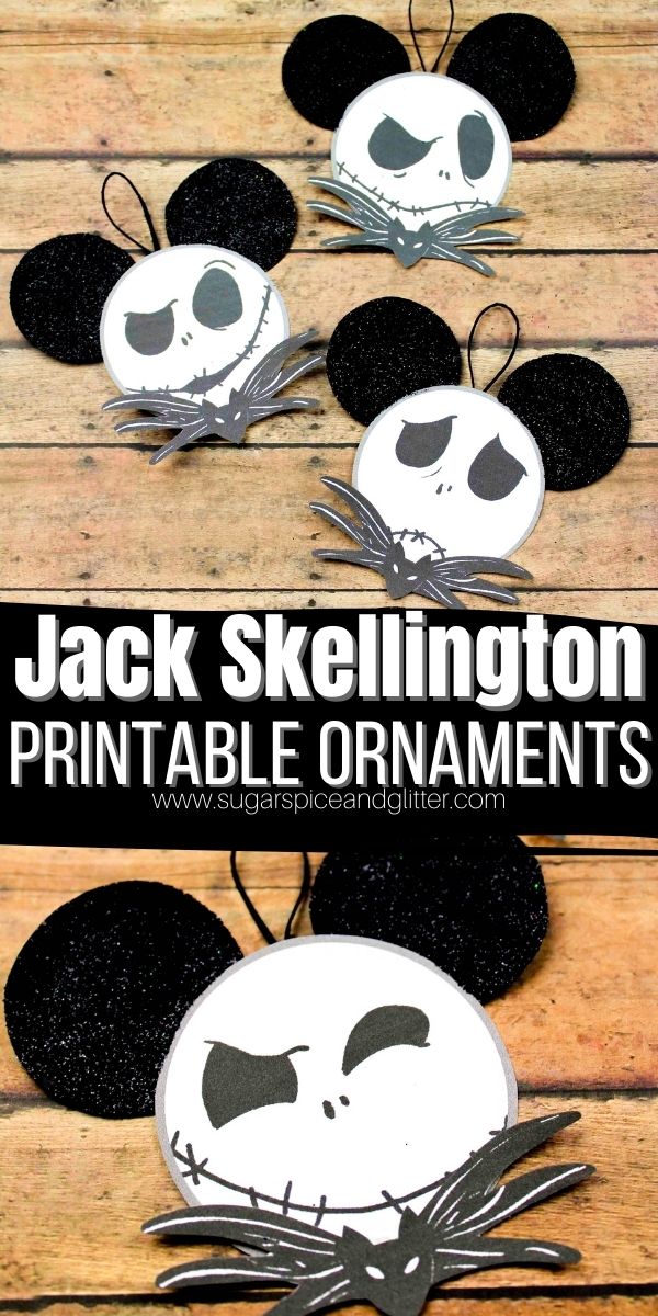 How to make Jack Skellington Paper Ornaments using our free printable template - which captures all of the Pumpkin King's many expressions so you can just print, glue the pieces together and hang.