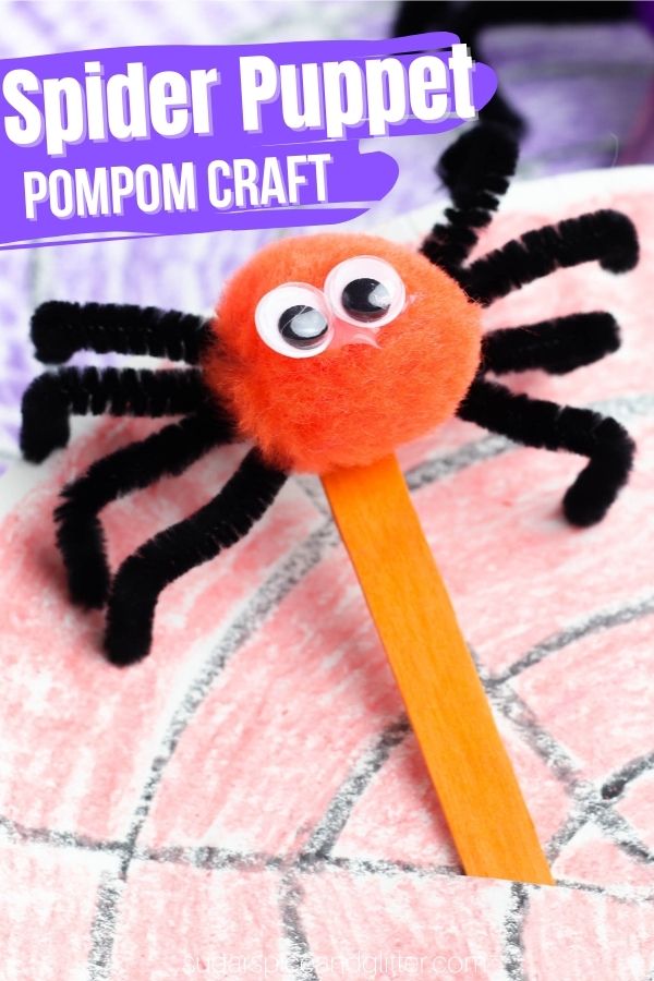 Spider Puppet Pompom Craft