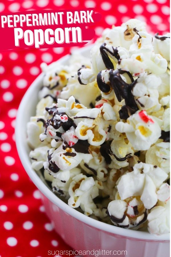 A delicious 4-ingredient chocolate peppermint popcorn recipe perfect for a Christmas family movie night. This simple popcorn recipe is easy enough to make with the kids and yummy enough to gift to friends and neighbours for the holidays.