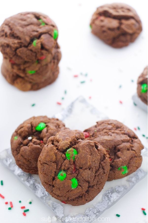 Double Chocolate M&M Christmas Cookies