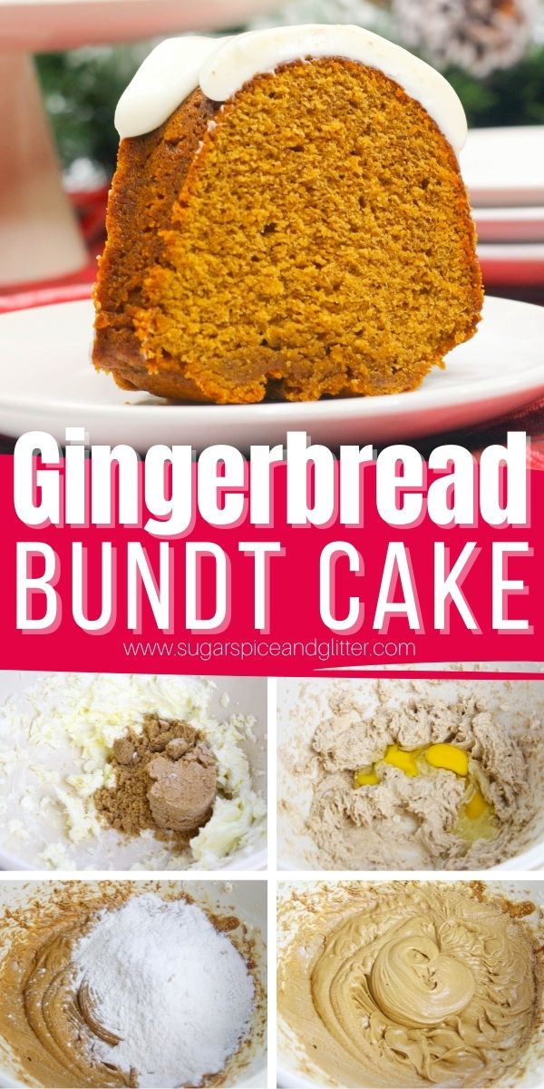 How to make a gingerbread bundt cake with cream cheese frosting, this super simple bundt cake whips up in less than 15 minutes but makes for a gorgeous centerpiece for your Christmas party.