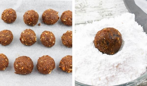 in-process images of how to make rum balls