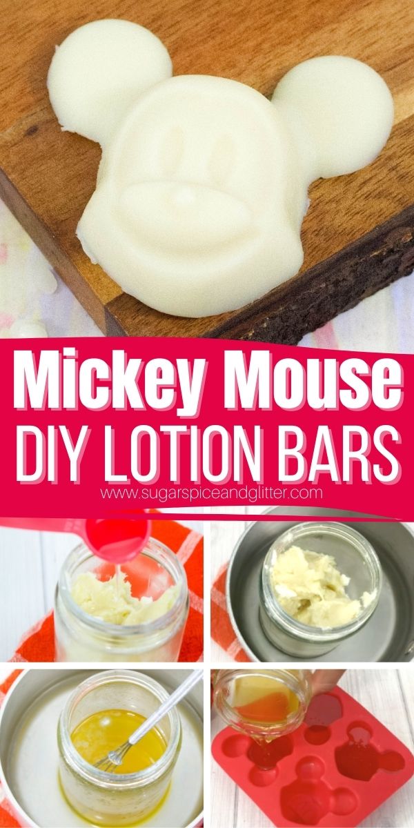 How to make lotion bars that are incredibly moisturizing while being mess-free. Perfect for travelling or gifting to the Disney fan in your life.