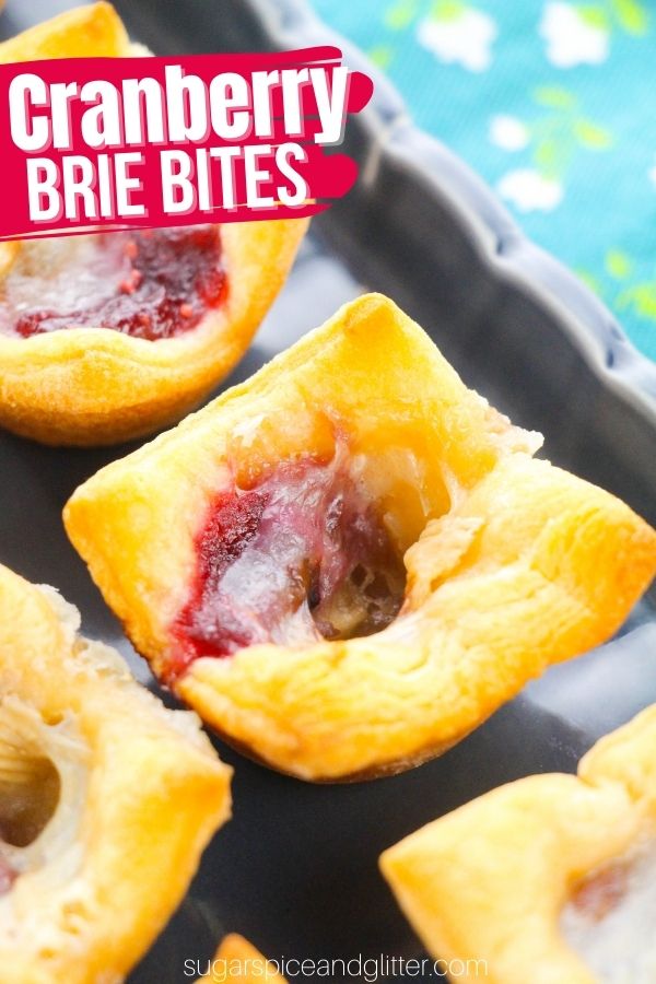 A super simple holiday appetizer, these Cranberry Brie Bites are the perfect appetizer using leftover cranberry sauce. The tangy sweetness of the cranberry sauce combines with the buttery crescent rolls and creamy brie cheese for an irresistible appetizer that tastes gourmet but takes minutes to prepare.