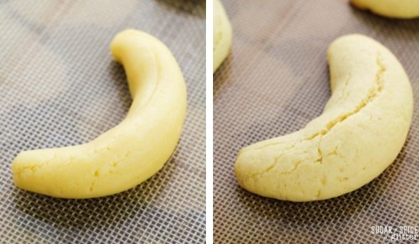 in-process images of how to make crescent cookies