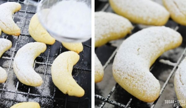 in-process images of how to make crescent cookies