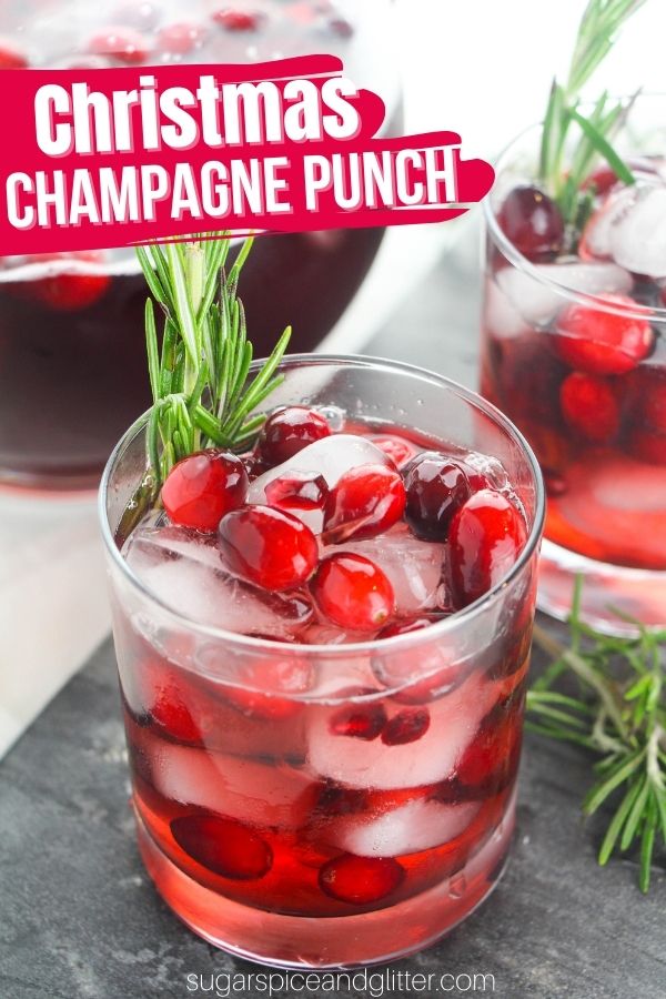 A juicy jingle juice for all of your holiday parties, this Christmas Champagne Cocktail recipe incorporates pomegranate and cranberry flavors for a fresh, tangy and sweet cocktail that your guests will love!