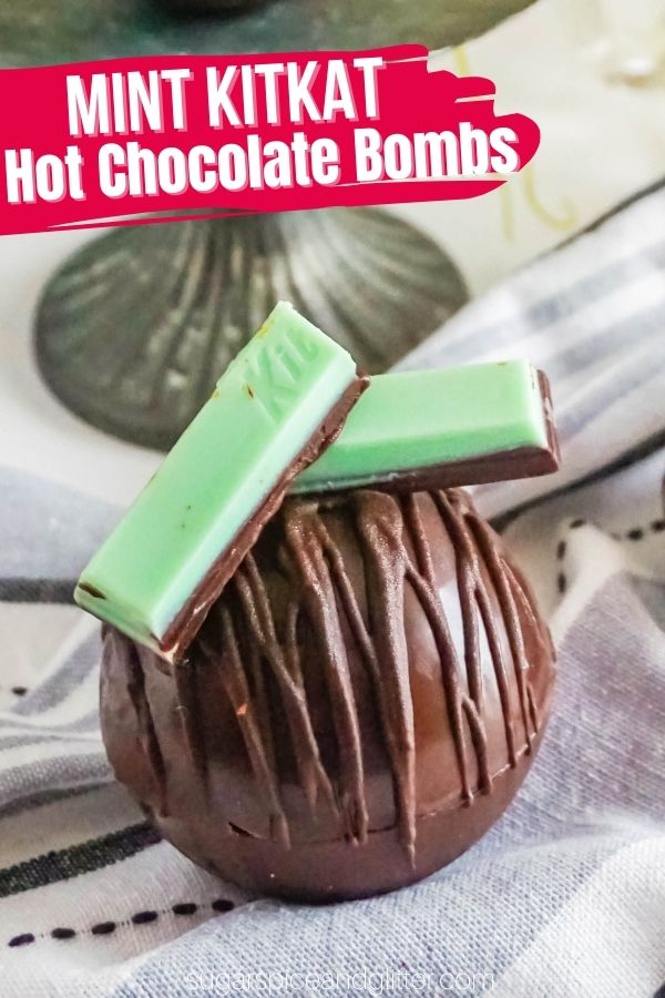 A gourmet hot chocolate bomb the whole family will love, these mint chocolate hot chocolate bombs explode in hot milk to create a rich, creamy and luxurious mug of hot chocolate with the perfect hint of mint. Special enough for a party or gift but easy enough to make for a family movie night.
