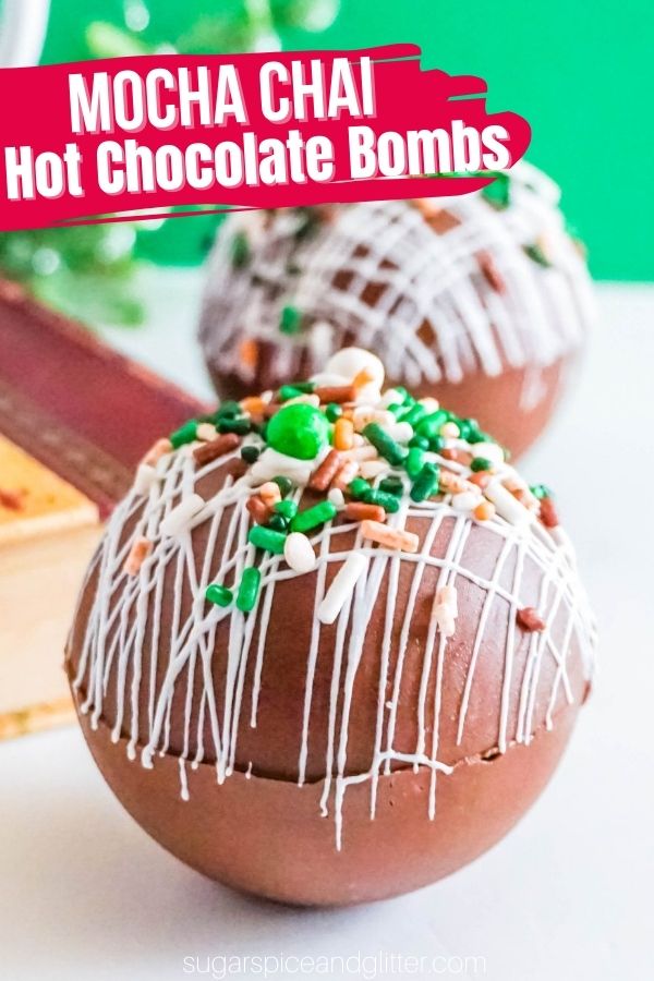 A fun twist on Starbucks Mocha Chai latte, these mocha chai hot chocolate bombs melt to create a luxurious and warmly spiced mug of hot cocoa perfect for indulging in on a cold winter night.