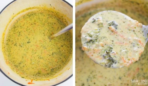 in-process images or how to make broccoli cheese soup