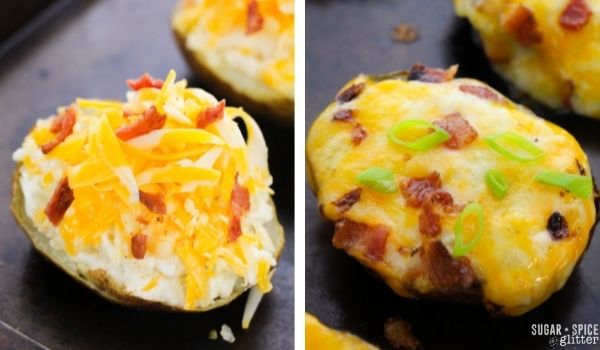 in-process images of how to make twice baked potatoes