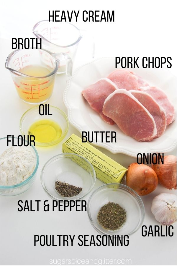 ingredients needed to make smothered pork chops