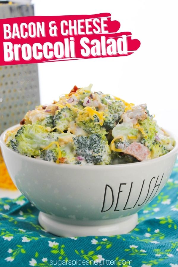 Broccoli Salad with Bacon, Cheese and Red Onion
