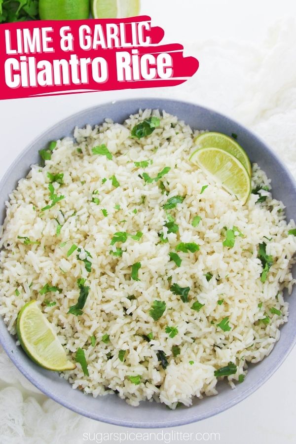 A quick and easy recipe for making Copycat Chipotle Cilantro Lime Rice at home, the perfect side dish for Mexican meals. This fluffy rice has the perfect balance of salt, zesty lime and fresh cilantro.