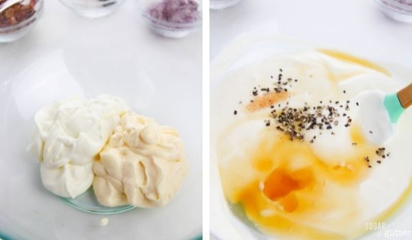 in-process images showing how to make broccoli salad