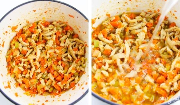 in-process images of how to make crack chicken soup