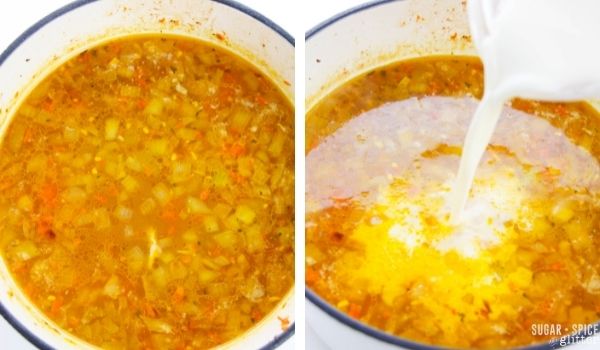 in-process images of how to make crack chicken soup