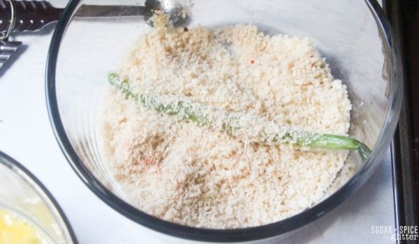 in-process image of how to make green bean fries