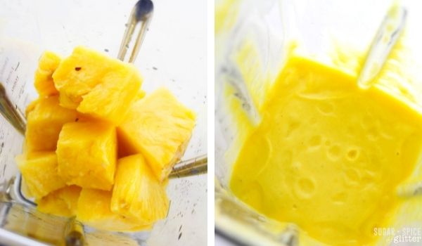in-process images of how to make pineapple lemonade