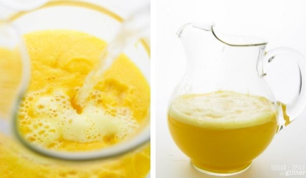 in-process images of how to make pineapple lemonade