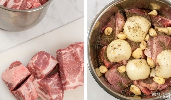 in-process images of how to make pork tamales