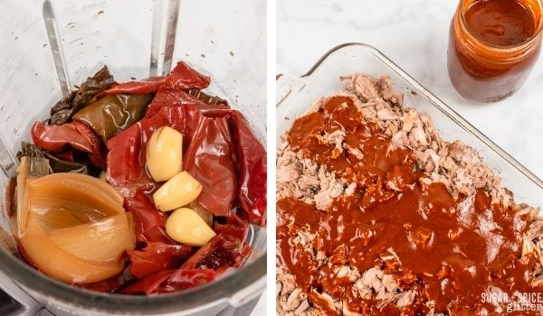 in-process images of how to make pork tamales