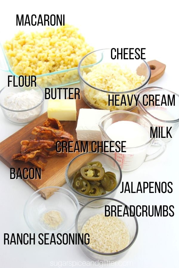 ingredients needed to make jalapeno popper mac and cheese