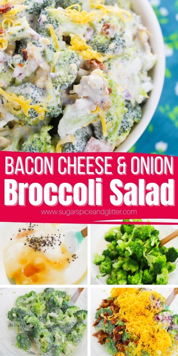 Broccoli Salad with Bacon, Cheddar and Red Onion is a crisp, flavorful side dish perfect for potlucks, BBQs and lunch prep. The combination of savoury, salty and tangy flavors in this creamy broccoli salad make it a reliable crowd-pleaser.