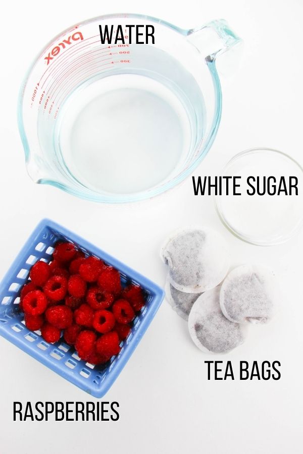 ingredients needed to make raspberry iced tea