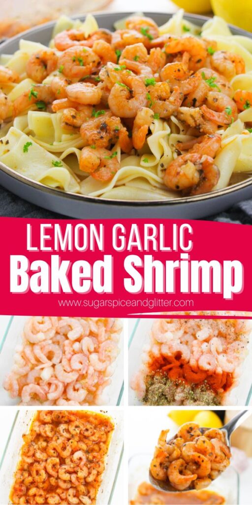 A baked shrimp recipe that takes less than 10 minutes to prep, this Lemon Garlic Shrimp recipe features succulent, juicy shrimp baked in a flavorful and aromatic butter sauce with plenty of fresh, tangy lemon and garlic.