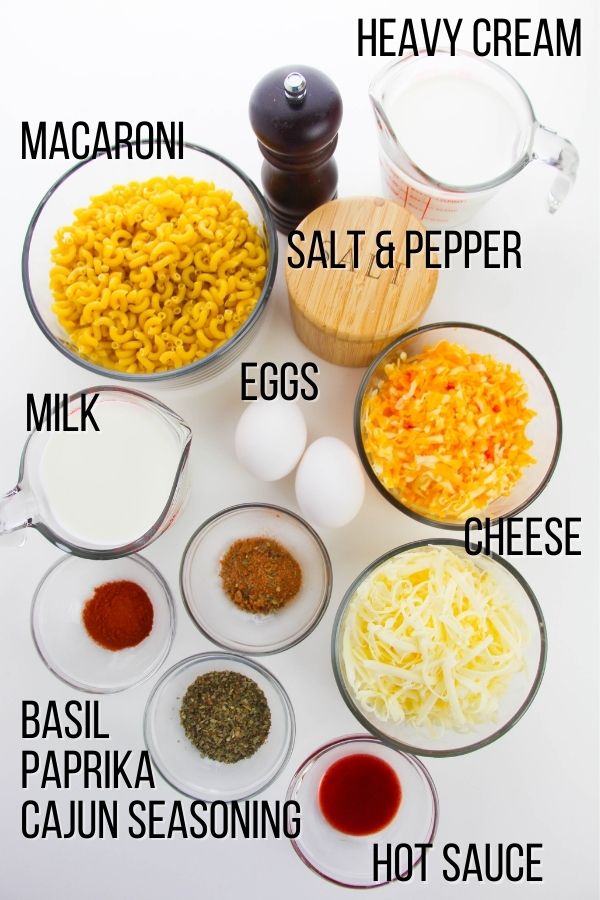 ingredients needed to make Cajun mac and cheese