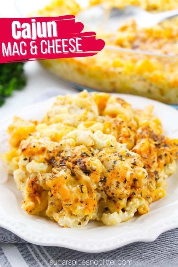 Baked Cajun mac and cheese features tender, perfectly cooked macaroni noodles coated in a thick, creamy and well-seasoned sauce. The final sprinkle of zesty and bold Cajun seasoning and extra cheese before baking puts this easy recipe over the top in terms of flavor and texture.
