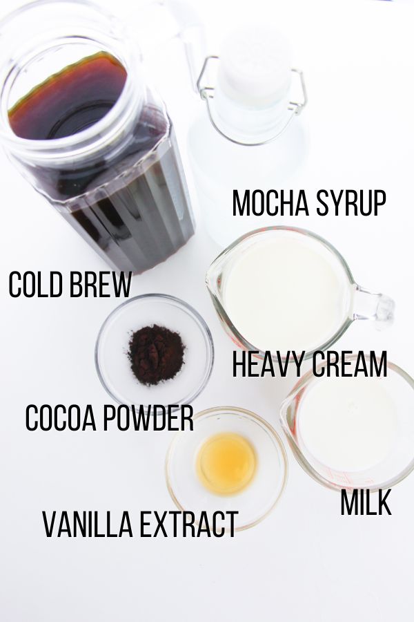 ingredients to make chocolate cold brew coffee