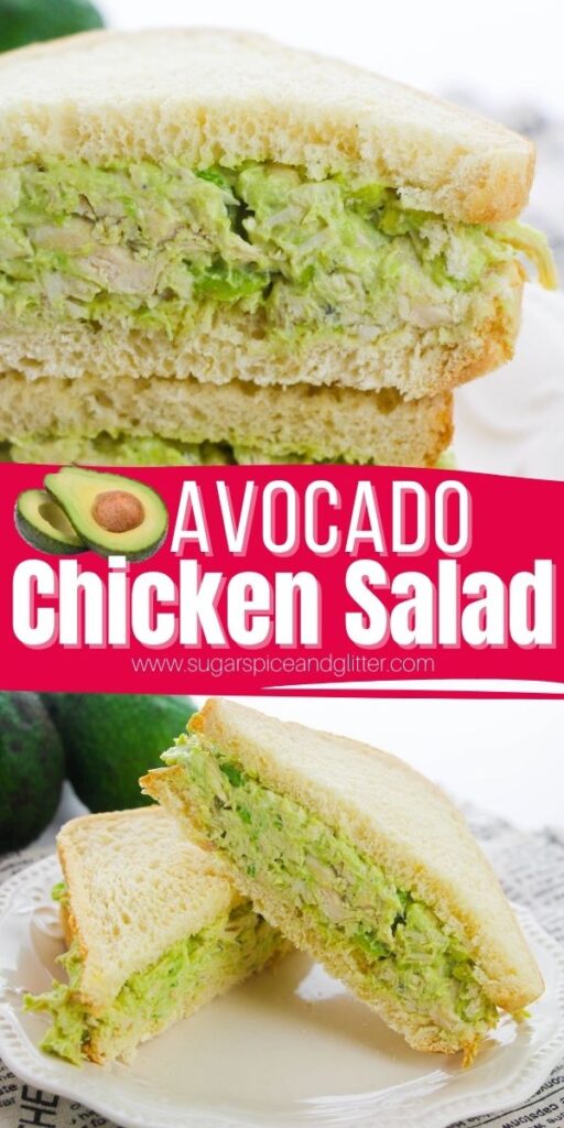 A delicious twist on a classic chicken salad, today's Avocado Chicken Salad uses creamy, fresh avocado in place of most of the mayo to impart a rich, buttery texture with a fresh, clean flavor. Can be served as a sandwich filling, salad topping or a dip.