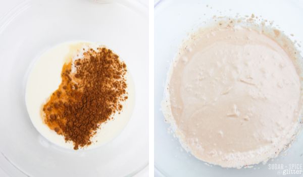 in-process images of how to make chocolate cold foam