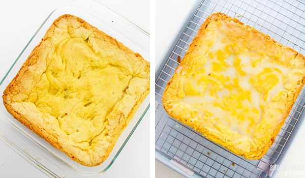 in-process images of how to make lemon raspberry blondies